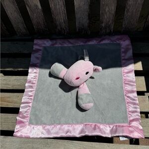 little journey unicorn lovey blanket pink gray baby girl 13” Security Blankey